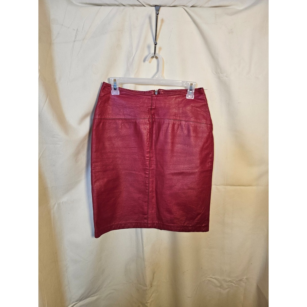 Vintage Compagnie Internationale Express Red Leather Pencil Skirt Size 9